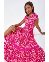 Roman - Abstract Print Shirred Waist Maxi Dress - Lyst