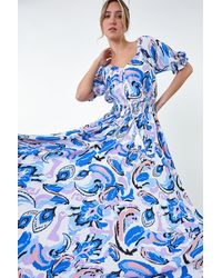 D.u.s.k - Shirred Waist Abstract Print Maxi Dress - Lyst