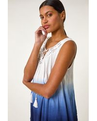 Roman - Cotton Lace Detail Ombre Vest Top - Lyst