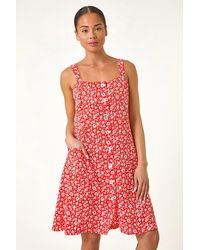 Roman Petite - Ditsy Floral Print Button Dress - Lyst