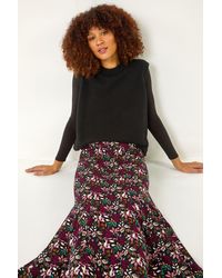 Roman - Leaf Print Panel Skirt - Lyst
