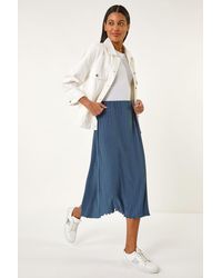 Roman - Textured Fluted Hem Midi Skirt - Lyst