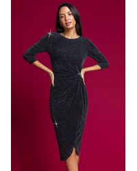 Roman - Twist Front Sparkle Fitted Dress - Lyst