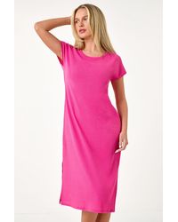 Roman Petite - Textured T-Shirt Stretch Midi Dress - Lyst