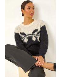 Roman - Leaf Jacquard Crew Neck Knit Jumper - Lyst
