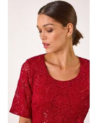 Roman - Lace Short Sleeve T-Shirt - Lyst