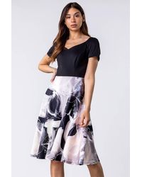Roman - Contrast Floral Print Fit & Flare Dress - Lyst