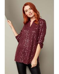 Roman - Foil Spot Button Through Blouse - Lyst
