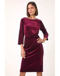 Roman - Velvet Bodycon Midi Dress - Lyst