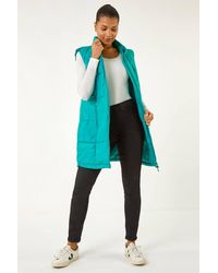 Roman - Quilted Zip Detail Longline Gilet - Lyst