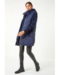 Roman - Longline Quilted Hooded Gilet - Lyst