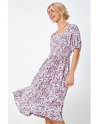 D.u.s.k - Ditsy Spot Print Shirred Dress - Lyst