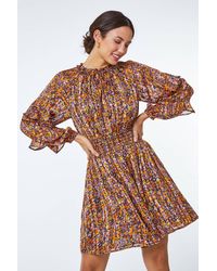 D.u.s.k - Floral Print Chiffon Frill Mini Dress - Lyst