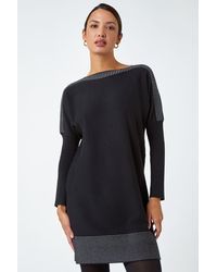 Roman - Spot Print Border Knitted Jumper Dress - Lyst