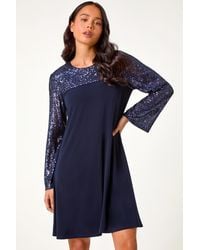Roman Petite - Contrast Sequin Shift Stretch Dress - Lyst