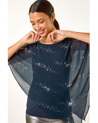 Roman - Sequin Asymmetric Overlay Top - Lyst