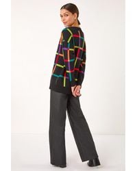 Roman - Grid Pattern V-Neck Knit Jumper - Lyst