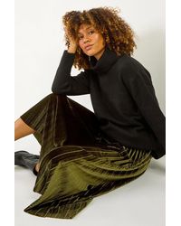 Roman - Velvet Pleated Midi Skirt - Lyst
