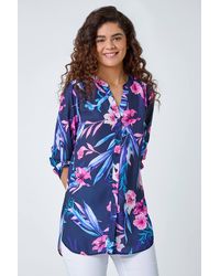 Roman - Tropical Print Longline Blouse - Lyst