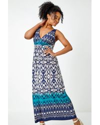 Roman Petite - Sleeveless Aztec Maxi Stretch Dress - Lyst