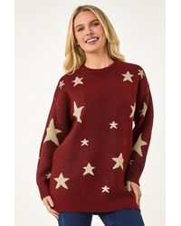Roman Petite - Metallic Star Knit Jumper - Lyst