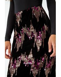 Roman - Embellished Sequin Velvet Stretch Skirt - Lyst