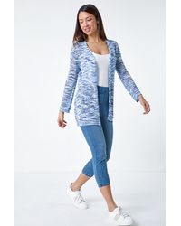 Roman - Wave Print Pointelle Knit Cardigan - Lyst