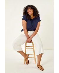 Roman Curve - Linen Mix Cropped Trousers - Lyst