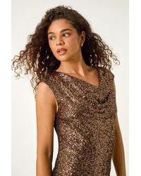 Roman - Sequin Cowl Neck Jersey Top - Lyst