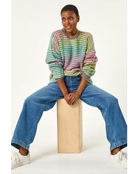 Roman - Contrast Ombre Stripe Fluffy Jumper - Lyst