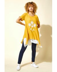 Roman - Dandelion Floral Hanky Hem Tunic Top - Lyst