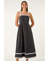 Roman - Contrast Ric Rac Midi Dress - Lyst
