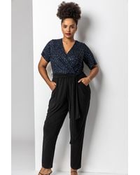 Roman Curve - Glitter Leopard Print Wrap Jumpsuit - Lyst