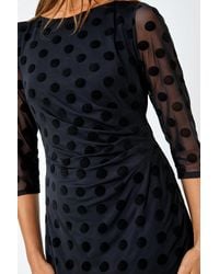 Roman - Polka Dot Ruched Stretch Dress - Lyst