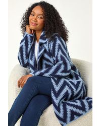 Roman Petite - Chevron Print Pocket Knit Coatigan - Lyst