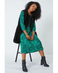 Roman Petite - Abstract Spot Stretch Midi Dress - Lyst