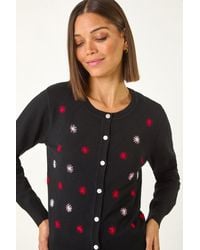 Roman - Embroidered Daisy Knit Cardigan - Lyst