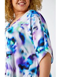 Roman Curve - Watercolour V-Neck Chiffon Tunic Top - Lyst