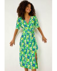 D.u.s.k - Leaf Print Midi Dress - Lyst