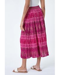 Roman - Crinkle Cotton Metallic Foil Midi Skirt - Lyst