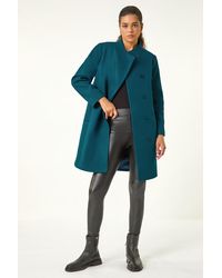 Roman - Tailored Funnel Neck Pocket Detail Coat - Lyst