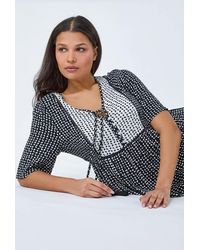 Roman - Geometric Print Tassel Tie Smock Top - Lyst