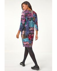 Roman - Pebble Spot Zip Detail Midi Dress - Lyst