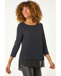 Roman - Shimmer Chiffon Hem Top - Lyst
