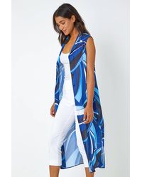 Roman - Abstract Print Longline Button Blouse - Lyst