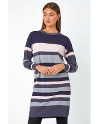 Roman - Stripe Print Knitted Jumper Dress - Lyst