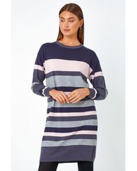 Roman - Stripe Print Knitted Jumper Dress - Lyst