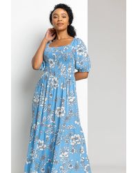 Roman - Originals Petite Floral Print Shirred Bodice Maxi Dress - Lyst