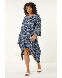 Roman Curve - Floral Border Print Kaftan - Lyst