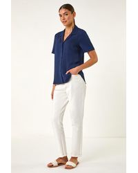 Roman - Collared Short Sleeve Blouse - Lyst